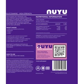 NUYU Glucosamine - High Strength 1,500mg Tablets. Daily Supplement for Joint Flexibility & Mobility Support. One-a-Day, 2 Month Supply. Made in The UK.
