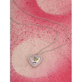 OJERRY Metallic Be Mine Heart Locket Pendant Charm Necklace for Women, Simple Everyday Jewelry Accessories Romantic Cool Gifts for Her Women