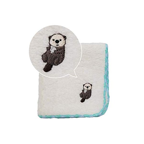 Best Ever Hand Towel With Cute Animal Embroidery (Sea Otter) 8.3 x 8.3 inches (21 x 21 cm)