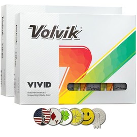New Volvik Vivid Multi-Performance and 3-Piece Construction Unique Bright Matte Color Finish Golf Ball. 2 Dozen (Gray) with 5 Ball Marker and 1 Magnet Hat Clip