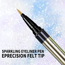 Music Flower Eyeliner Pen,Waterproof liquid Eyeliner with Precision Tip,Metallic Shimmer Color Eyeliners Smudge-Resistant Long wearing (Light gold)