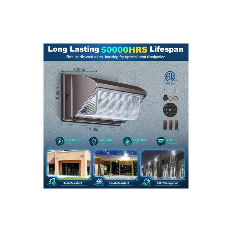 ledmo - Luz LED de Pared Tipo Pack, 120W 5000K