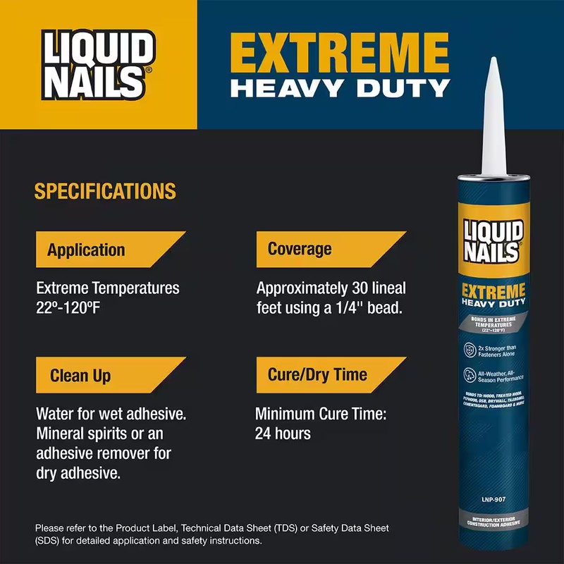 Liquid Nails Extreme Heavy Duty 10 oz. White Interior and