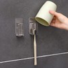 2Pcs Stainless Steel Toothbrush Holders Wall Mount 2 in 1