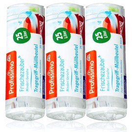 Profissimo Frischezauber Carry Handle Bin Liners 25 Litres (75 Pieces) – Pack of 3 (3 x 25 Pieces) Reduces Odours Tear-Resistant and Liquid-Proof