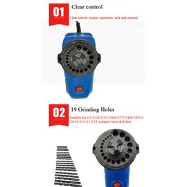Wiyos Electric Drill Bit Sharpener 3-12mm Automatic Drill Bits Grinder Grinding Machine Driver 95W High Speed Milling Devices (110V Voltage)