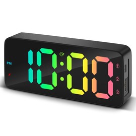 CandyHome LED Digital Alarm Clock for Bedrooms, Three Alarm, 12/24H, Snooze, Dimmable, USB Charger, Digital Clock Large Display Plug in Alarm Clock for Heavy Sleepers Adults Teens-Black