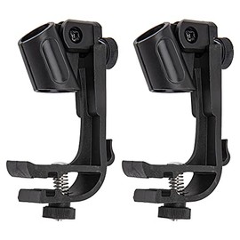 2Pcs Yootones Adjustable Drum Microphone Clips Compatible with Snare Drum, Snare Rim Adjustable Mount Clamp (Black)