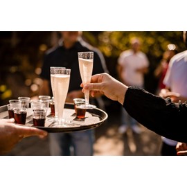 Abena Gastro Plastic Champagne Flutes | Pack of 12 | 3oz Plastic Champagne Flutes | Champagne Glasses | Prosecco Glasses | Plastic Cocktail Glasses | Plastic Party Glasses