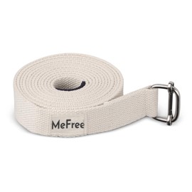 MeFree Cotton Workouts Unisex Yoga Straps Belt 6 ft - Exercise & Fitness Stretching All Asanas - Strong Strap with Metal Sliding Bar Buckle