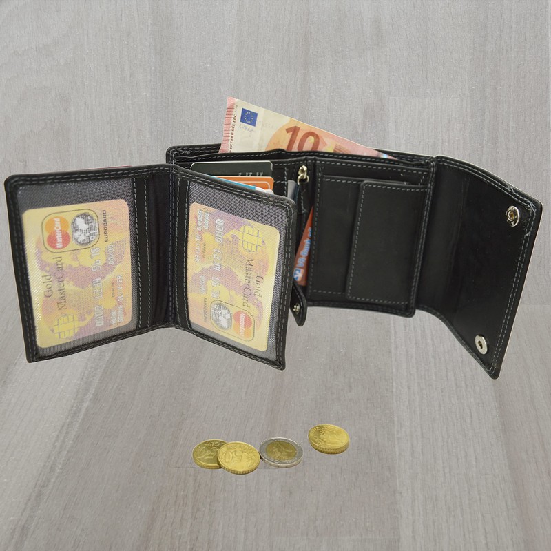 flevado Men's Wallet RFID Protection Trouser Chain Real Leather Portrait