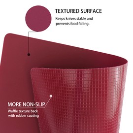 ZVP Plastic Cutting Boards for Kitchen, Flexible Cutting Mats, Gradient Pink Chopping Boards with Food Icon, Non-Slip, Non Porous, BPA Free, Dishwasher Safe