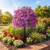 2 Pcs Violet Artificial Flowers for Outdoor, Purple Decorative Faux