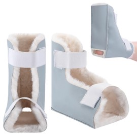 Jeere 2 pcs Heel Protectors for Pressure Sores Boot Sheepskin Heel Protectors Soft Foot Cushions Pads with Securing Strap for Protect Feet Ankle Pressure Bed Sores