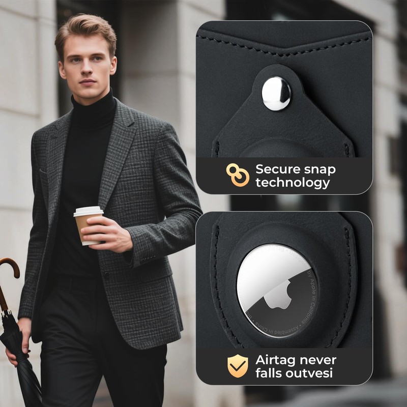 RUNBOX Airtag Wallet for Men Slim Rfid Leather 2 ID