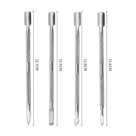 4 pieces cuticle pusher, 2 in 1 professional nail pusher spatula pusher - stainless steel metal spatula cuticle pusher for manicure, pedicure