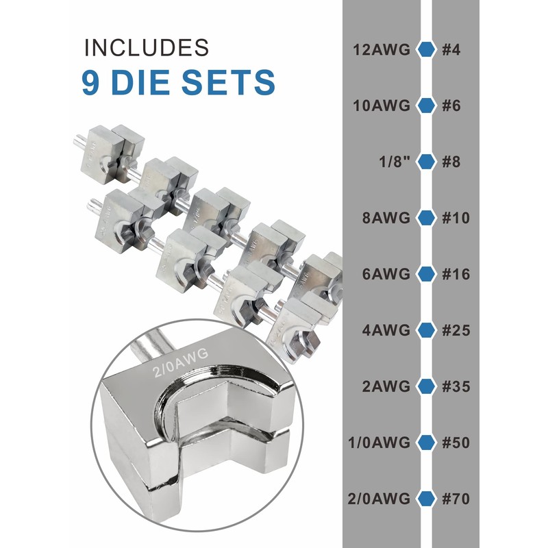 UTZIKO Hydraulic Crimper Tool for 1/8" 3/16" Stainless Steel Cable