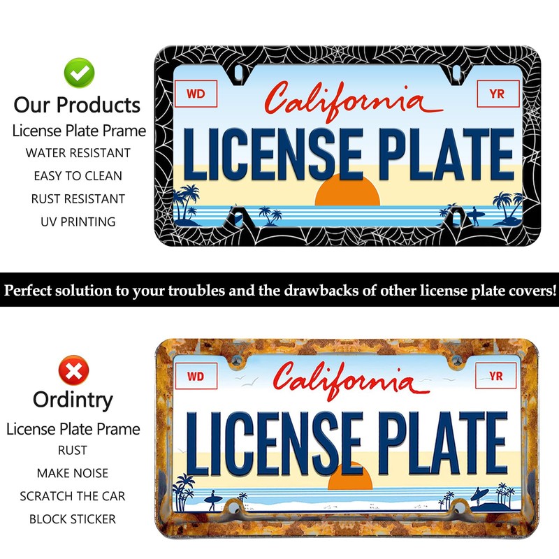 Spider Web License Plate Frames - 2 Pack Front Rear