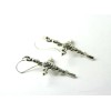 Handmade Cross Rose Charm Earrings 925 sterling silver hooks pewter