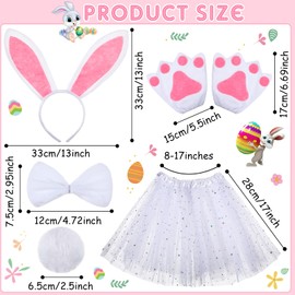 SATINIOR 2 Set Easter Bunny Dalmatian Ears Costume Kids Bunny Tutu Cosplay for Easter Mardi Gras Party Pink White Black for Dog (Delicate Style)