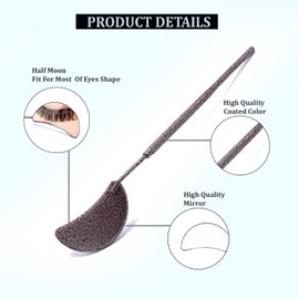 MuskalMed Lash Mirror Eyelash Extension Mirror Half-moon Shape Lash Mirror Stainless Steel Eyelash Mirror Tool Large Eyelash Inspection Mirror for Women Girls Makeup Supplies ELM-04