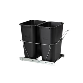 Rubbermaid Kitchen Cabinet Pull-Out Trash Can and Recycling Bin, 20-Gallon, Black, Under Sink Trash/ Recycling, for Home/Kitchen/Bathroom/Office/Garage