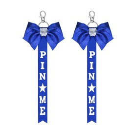 Pin Me Ribbon for Cheer Bag Navy Blue Bow Keychains for Backpacks Cheer Stuff for Girls Toddler Cheerleader Gifts for Kids Niece Birthday Graduation Gifts for Daughter Girls Bow Key Chain 2 Pcs
