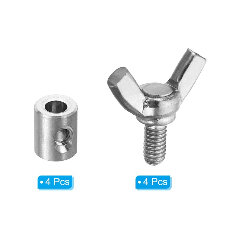 PATIKIL 4pcs 304 Stainless Steel 4mm Inner Diameter Hand Screw