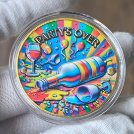 LZWIN One More Drink & Party Over Fun Decision Moneda, ficha motivacional colorida para fiestas, idea de regalo única, moneda interactiva con funda protectora