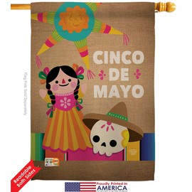 Ornament Collection S192059-BO Cinco de Mayo Day Country & Primitive Southwest Impressions Decorative Vertical House 28" X 40" Garden 13" X 18.5" Double Sided Flags Set Printed in USA Multi-Color