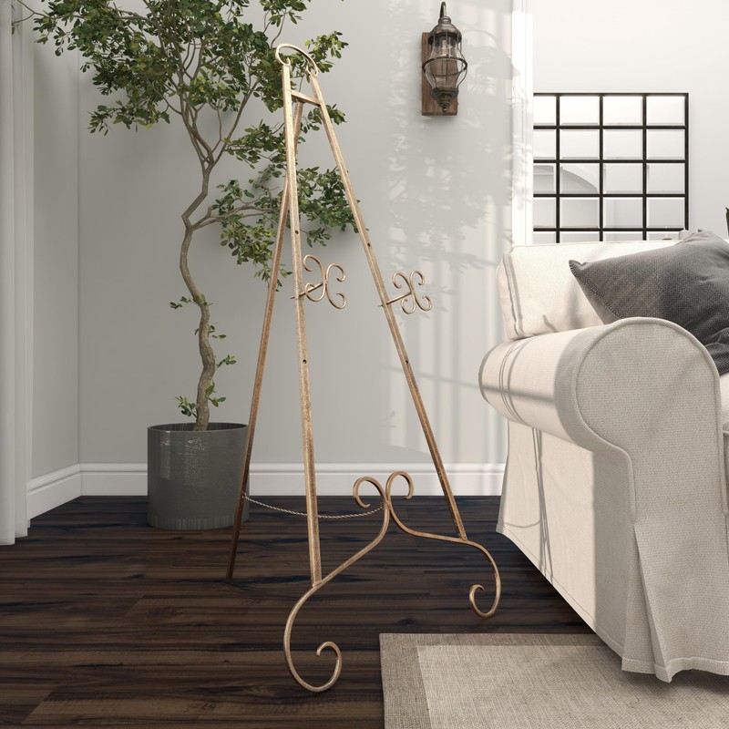 Deco 79 Metal Scroll Large Free Standing Adjustable Display Stand