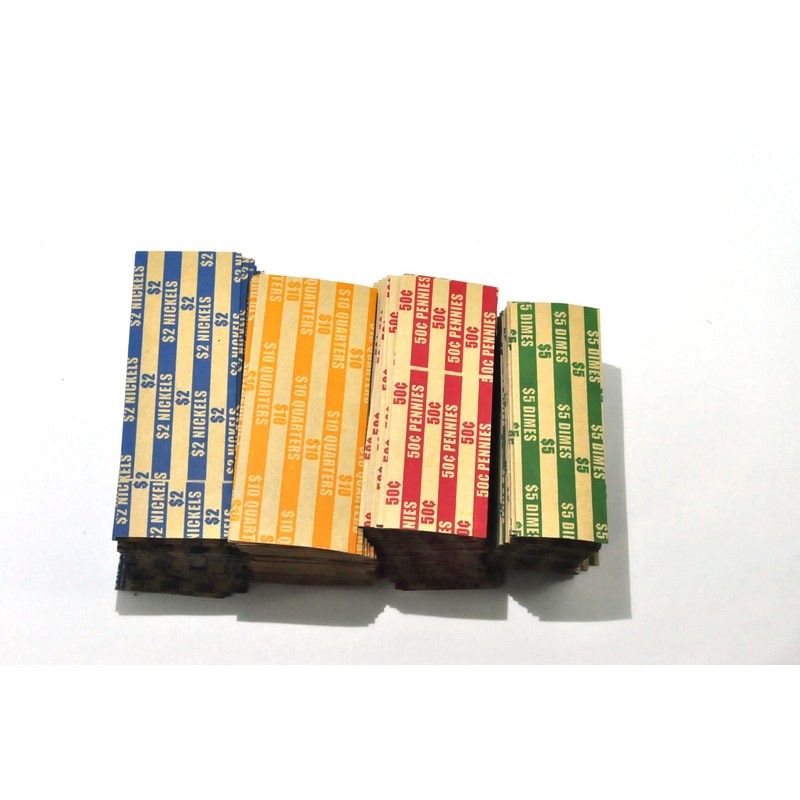 L LIKED 300 Assorted Flat Striped Coin Wrappers, 75 of