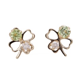 KASHIMA K10/WG 0.02ct Diamond/Peridot Clover Earrings