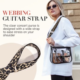 Missnine Clear Bag Stadium Approved Small Clear Purse for Stadium Events Women PVC Crossbody Concert Bag with Wide Strap, Black, 9.5x2.9x7.1 Inches, Fashion