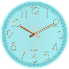 ARASO 8" Wall Clock, Silent Non Ticking Quality Quartz Battery Operated Small Round Clock Home/Office/Bedroom Clock Easy to Read (Mint)