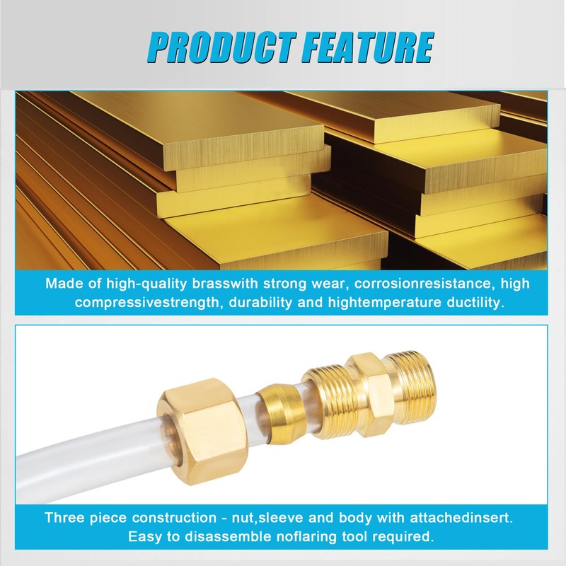 Brass Compression Fitting,5/16-Inch OD Compression Union,Brass Compression Tube Fitting(5/16" Tube