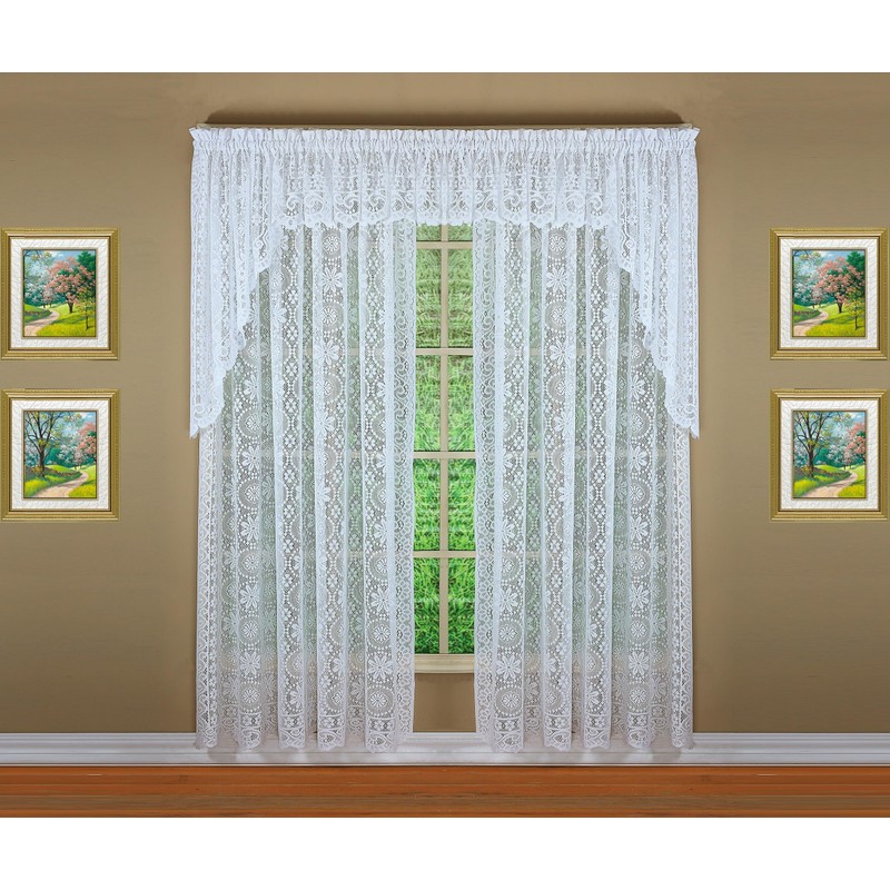 Today's Curtain Hopewell Premium Lace Panel 63", White, 58W x
