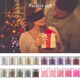 Kingsie Glitter Container Glitter Nail Parts, Nail Art, Glitter Powder, Face, Body, Hair Ornament, Christmas Party, Set of 5 (Gold, Set of 5)