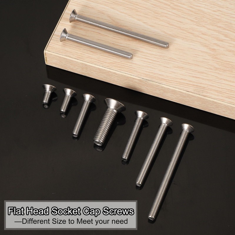 PATIKIL 100pcs Pack 304 Stainless Steel 18-8 Machine Screw Flat