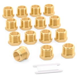 GASHER Brass 3/8" BSP Male Outer Hex Thread Socket Pipe Plug Fitting (15pcs