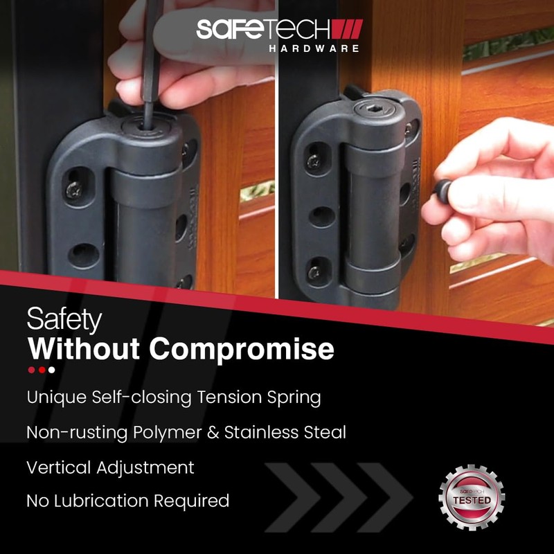 Safetech Hardware MegaKlik Self Closing Gate Hinges | Self-Aligning Heavy