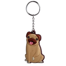 Puckator Mopps Pug PVC Keyring - Mothers Day Gifts Key Ring Keyrings Tags - Cool Keyrings Hoop Clip Fobs - Funny Cute Car Men's Accessories Stuff For Men Women - Trinket