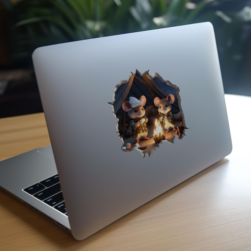 Camping Mice in Mouse Hole Decal - Mouse Hole 3D