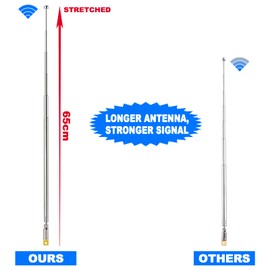 Bingfu 6 Sections Telescopic 65cm AM FM Antenna Portable Radio Antenna Replacement (2-Pack) Compatible with Indoor Portable Radio Home Stereo Receiver AV Audio Video Home Theater Receiver TV Tuner