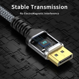 looyotul 8K DisplayPort Cable,DP 1.4 Cable 10ft(8K@60Hz,4K@144Hz,2K@240Hz) Support 32.4Gbps,Gold Plated Connector,High Refresh Rate for Gaming Monitor,HDR,FreeSync G-Sync,Graphics Card,PC