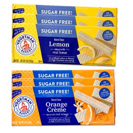 Voortman Sugar Free Wafers - Lemon (3, 9oz packs) - Variety Pack - Orange Cream (3, 9oz packs) - Made with Real Ingredients - 6 packs Total