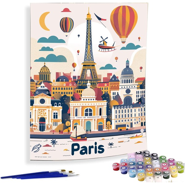 Diymood Paint by Numbers Kits for Adults Eiffel Tower, DIY