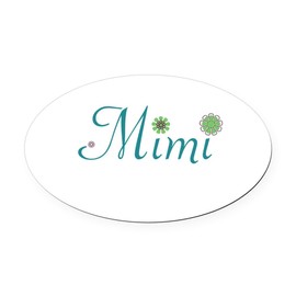 CafePress Mimi Green Flowers Euro Oval Car Bumper Magnet
