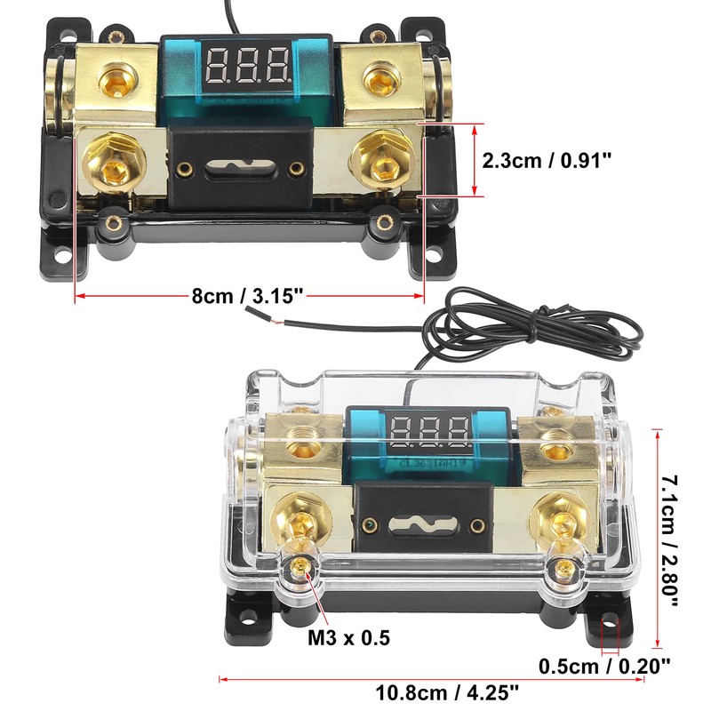 X AUTOHAUX Car Stereo Audio LED Display Digital Voltage Inline