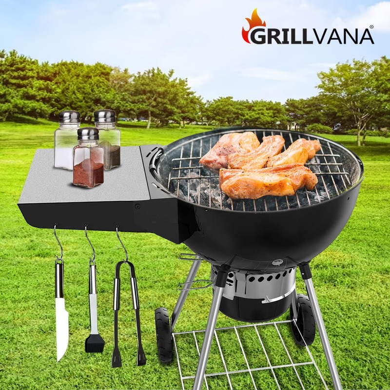 GRILLVANA “Kettle-Pro” Foldable Side Table Shelf for Weber 22" Original